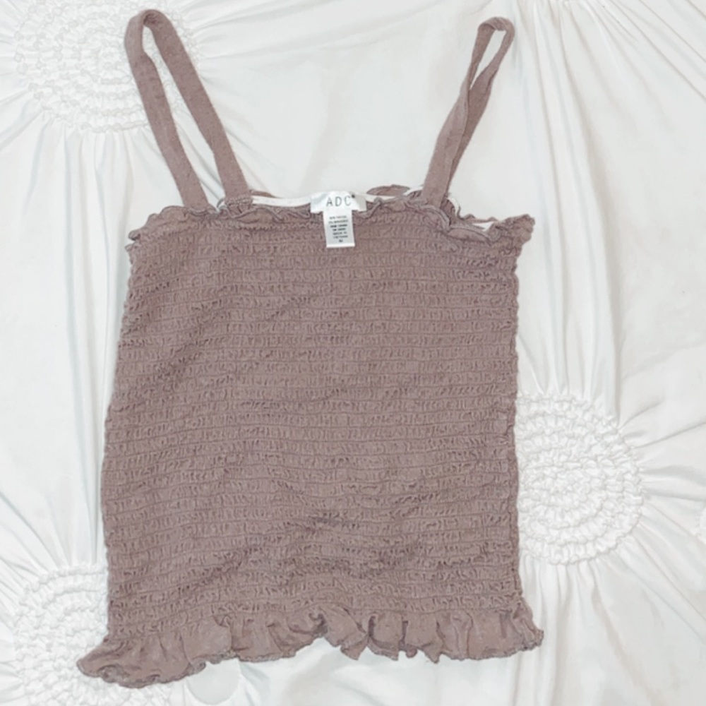 Light purple ruffled smocked tank top